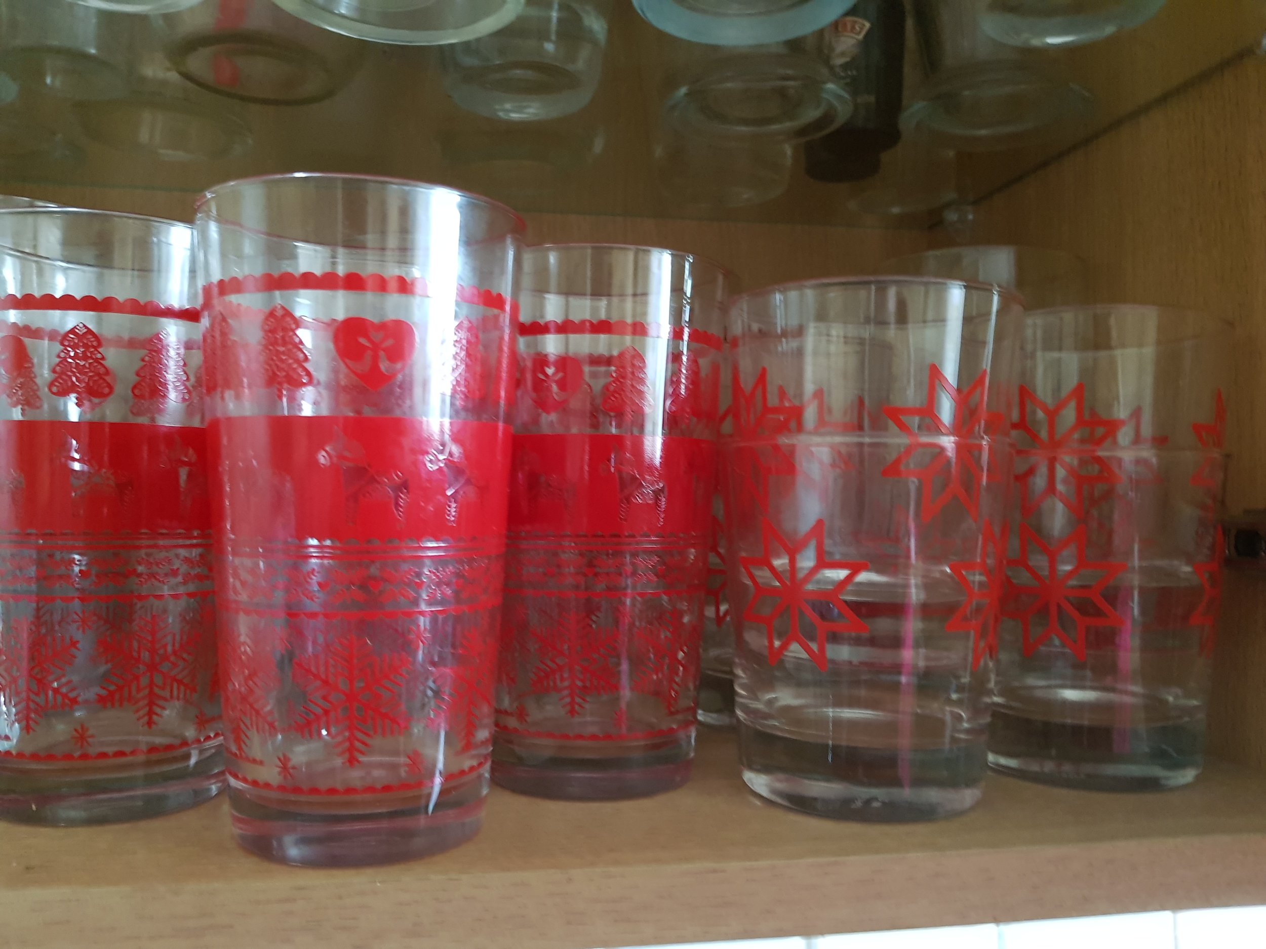 Christmas tumblers and highball glasses