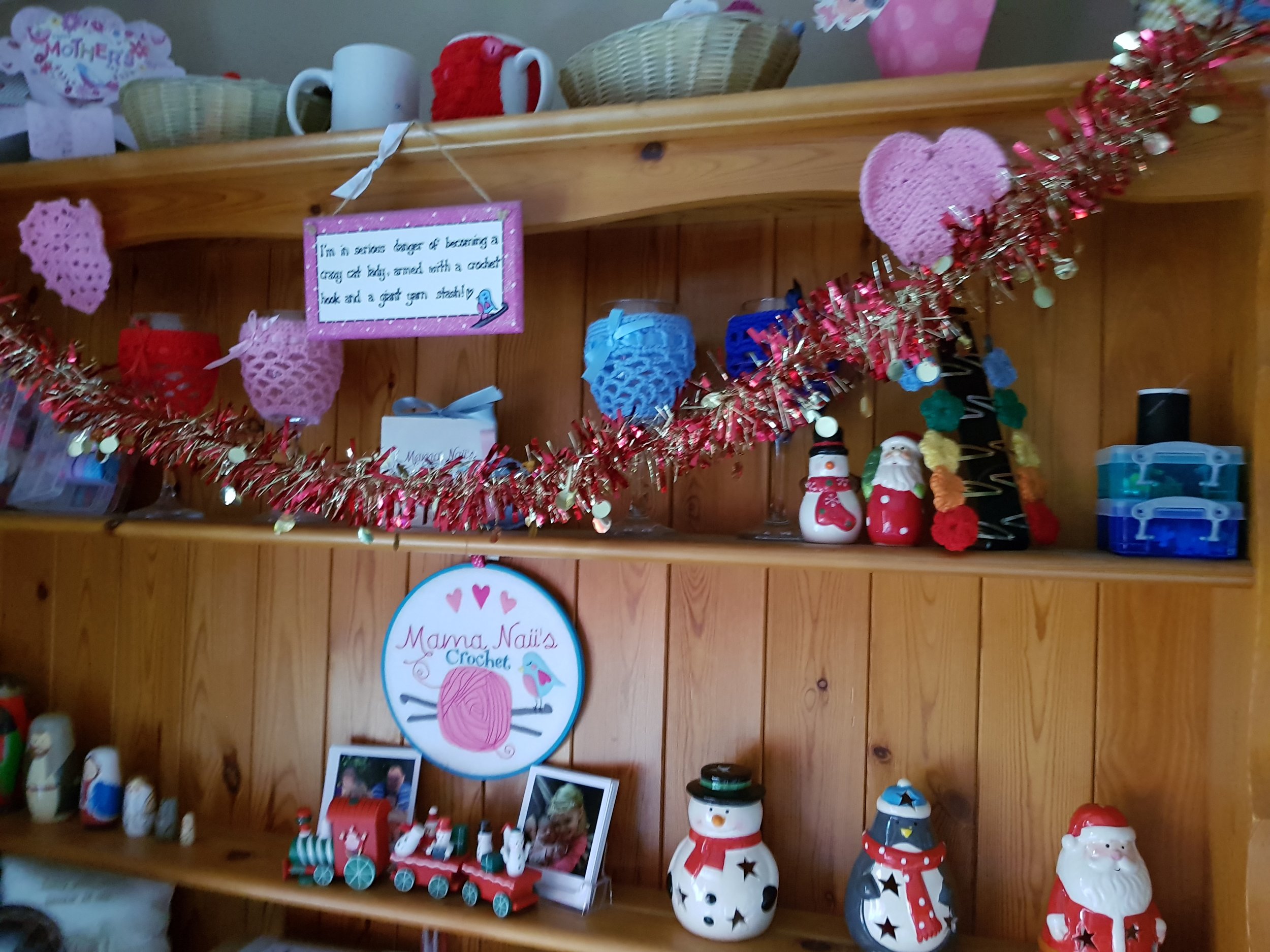 Christmas decorations on the sideboard