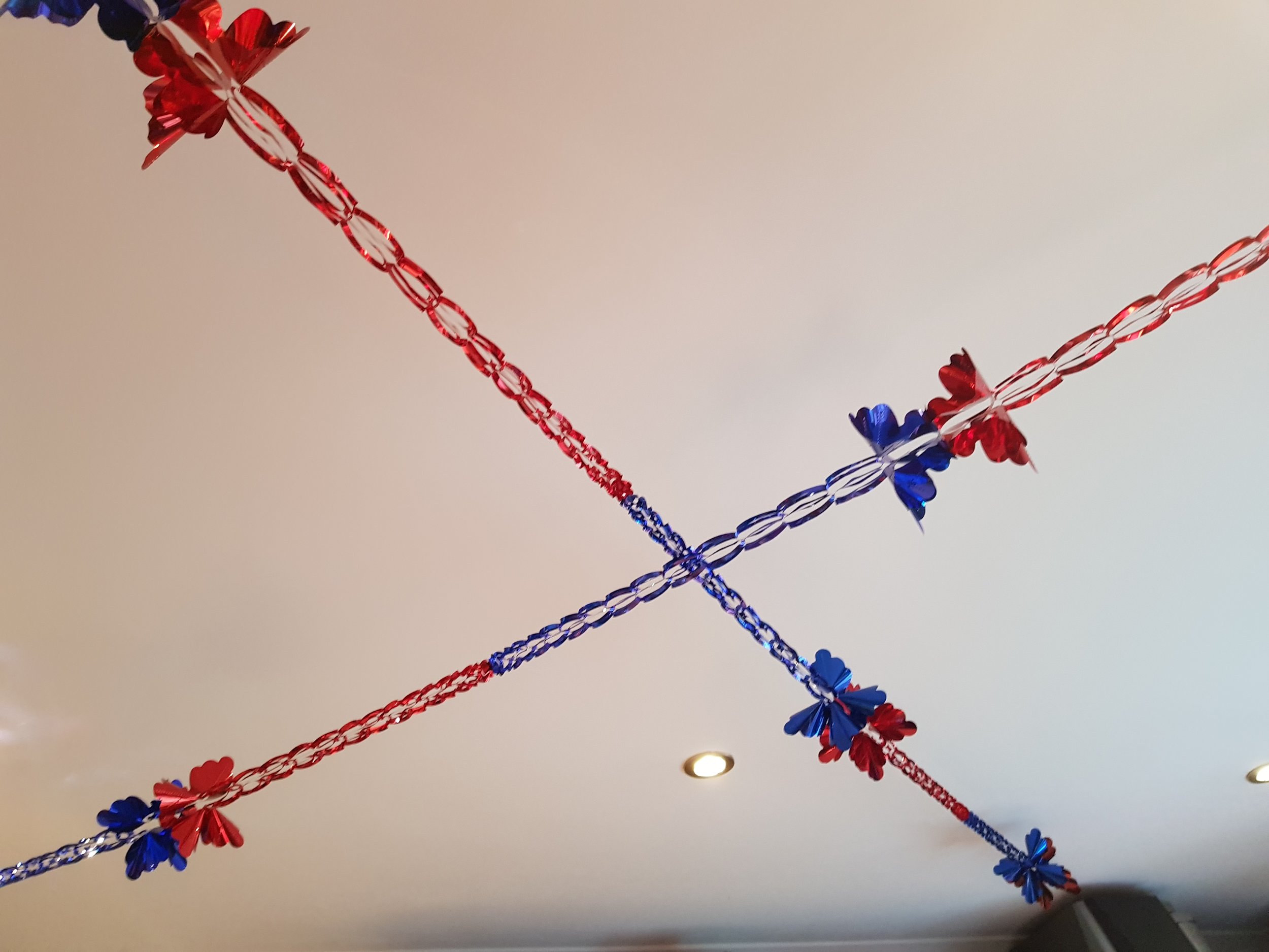 Red and blue foil garland