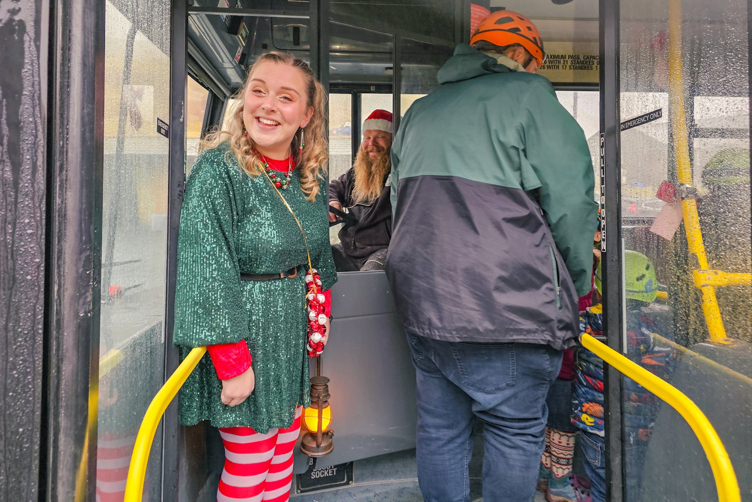 Boarding the Honister bus