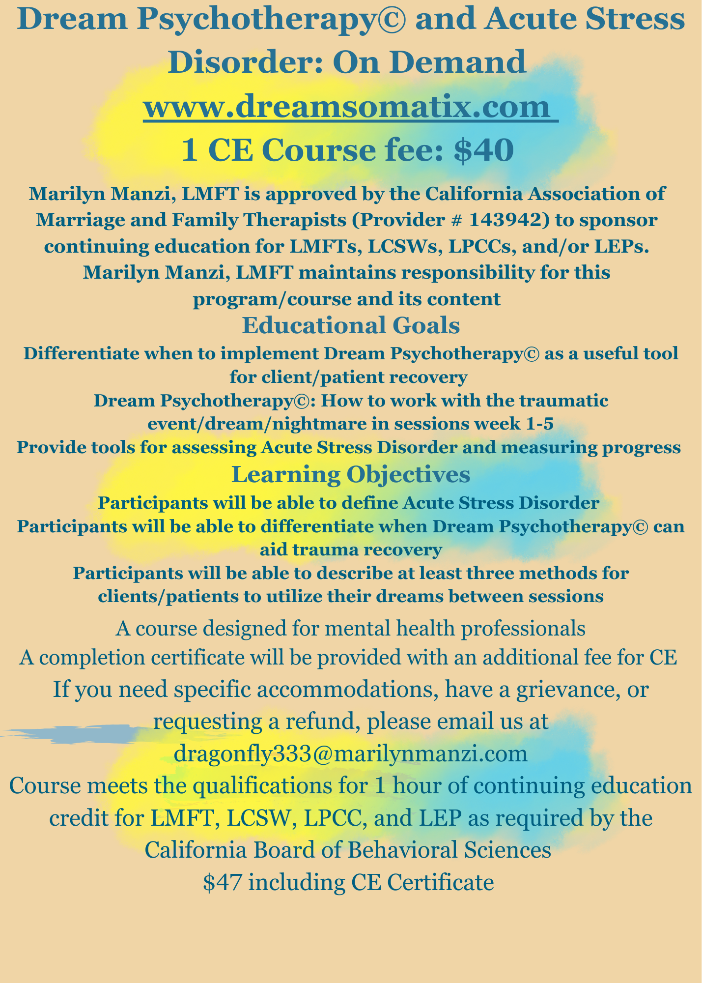 Acute Stress Disorder and Dream Psychotherapy©