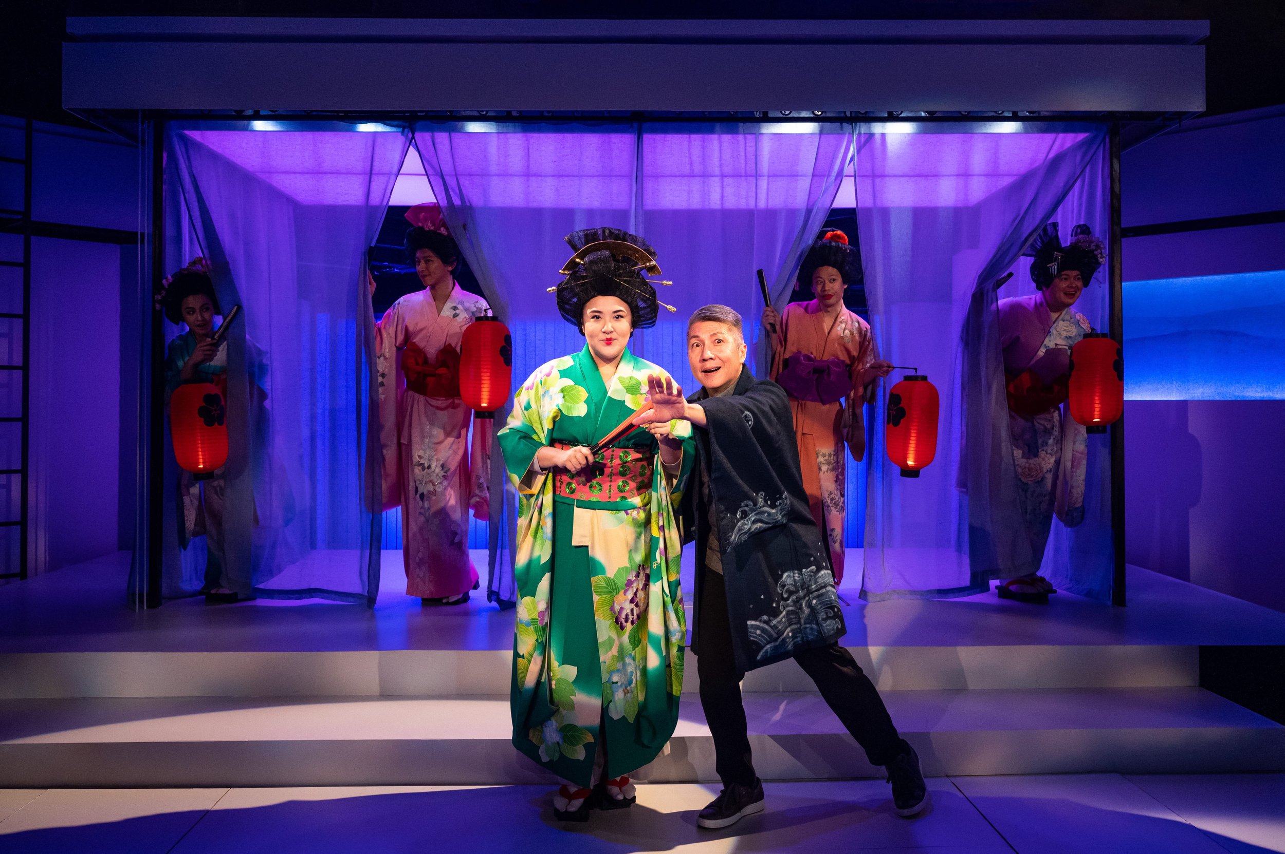 5.	Chani Wereley (Madam) and Jason Ma (Reciter) with Quynh-My Luu, Albert Hsueh, Andrew Cristi, and Christopher Mueller in Pacific Overtures at Signature Theatre. Photo by Daniel Rader.jpg