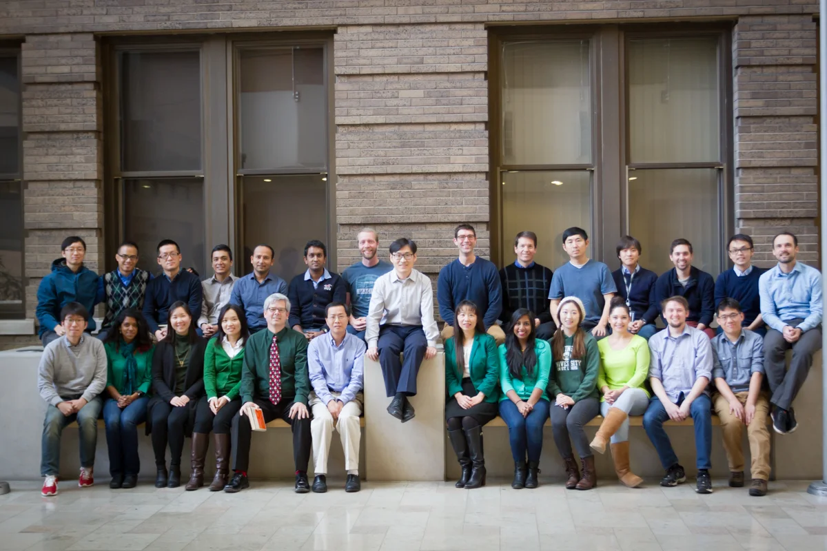 The lab dressed in green and blue to celebrate Mingchao's defense.&nbsp;