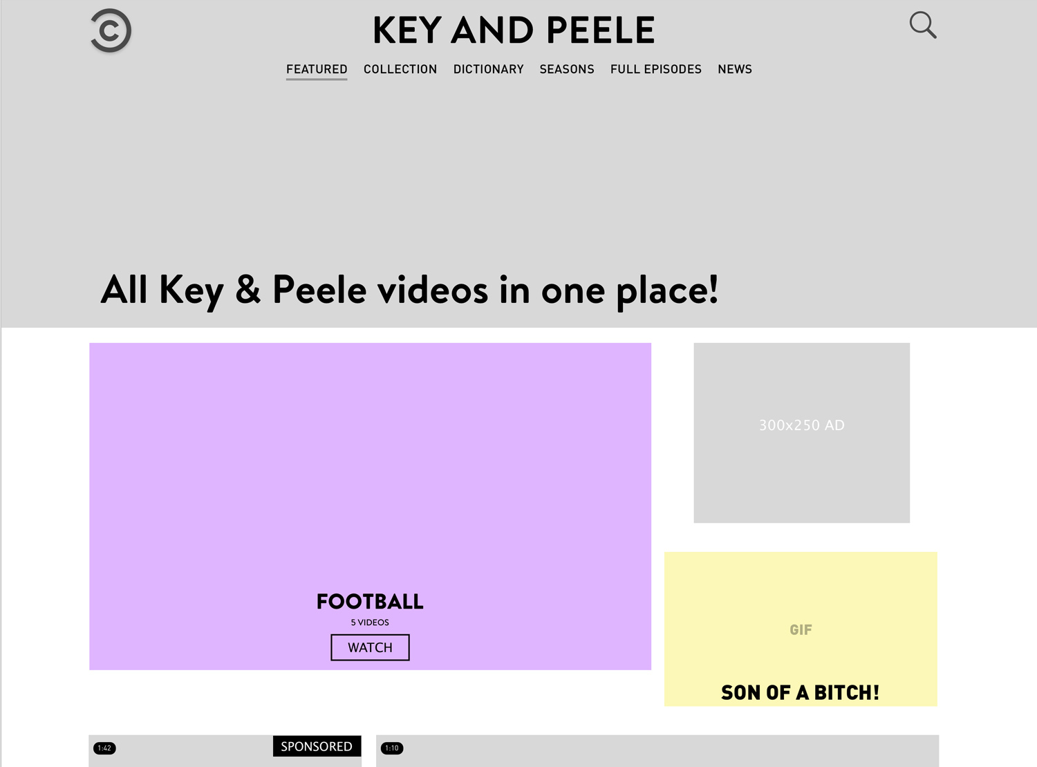 Home Page Wireframe