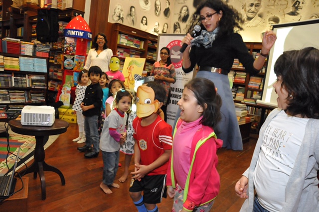"Can you jump like Mambi the Monkey?" Jumping Storytime, Kitab Khana Bookshop, Bombay, January 29, 2016