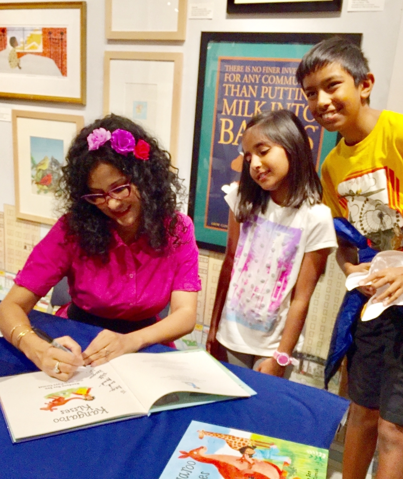 Signing Kangaroo Kisses for eager readers, Books of Wonder, September 25, 2016