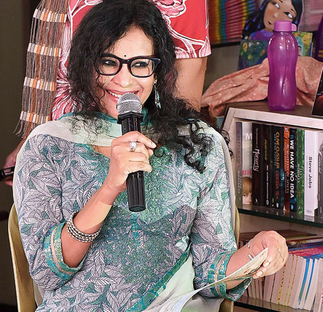 Nandana at the storytelling session at Oxford Subscription Company bookstore on Picnic Garden Road. August 23, 2018