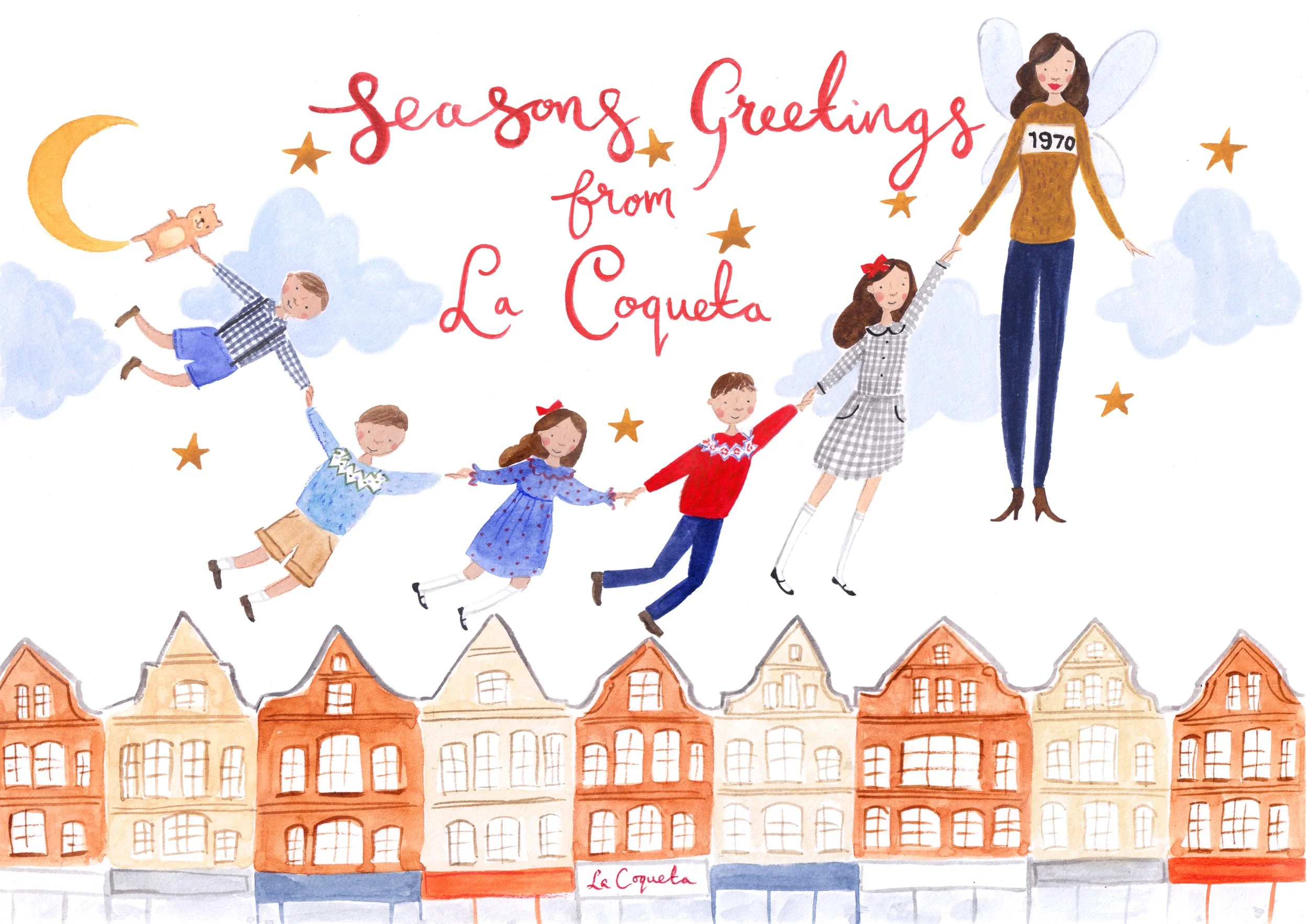 Bespoke Illustrated Christmas card for luxury children’s band La Coquette