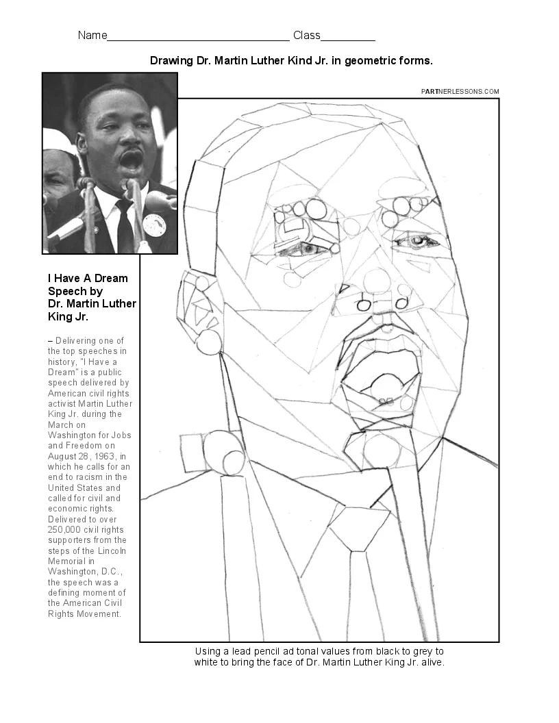 Shading a Geometrical Drawing of Dr. Martin Luther King Jr.