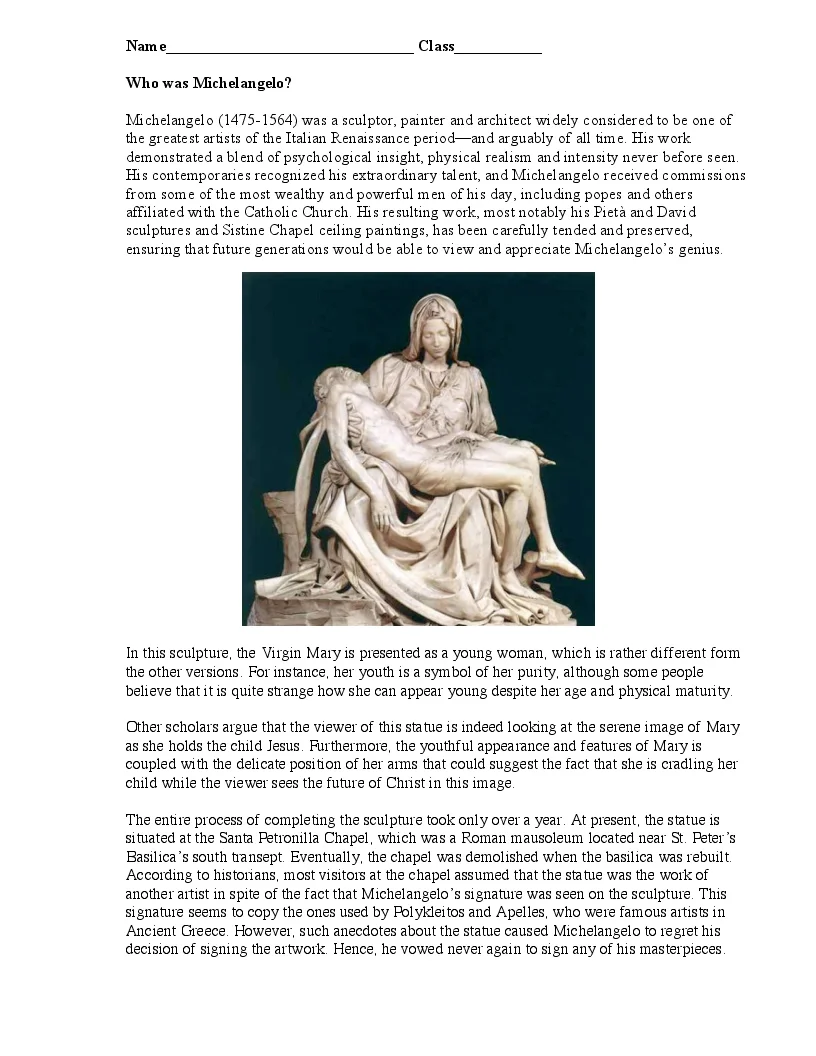 Discovering Michelangelo