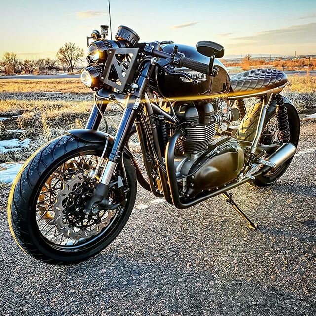Nothing like a Triumph, especially one custom built! More pics coming soon #lakemotorcycle #lakemoto #triumph #thruxton #thruxton900 #caferacer #triumphamerica #caferacersofinstagram #caferacerporn #croig #bratstyle #caferacerxxx #bikeexif #pipeburn 