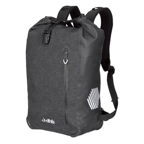 dhb Waterproof Rucksack 25L Price: £49.99 Tested in truly torrential rain, this dhb Waterproof Rucksack 25L is roomy enough to hold life and laptop and really does repel the wet.