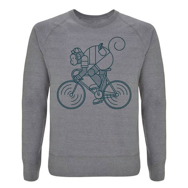 Chimpeur Unisex Recycled Sweatshirt Price: £40 You can't beat a grey marl sweater for post-ride relax factor. Add cool seam detail and a cycling monkey and you tick all our boxes.