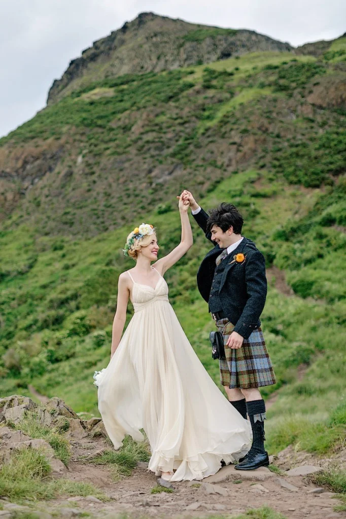 Jenni and Stuart Photography by Paul Raeburn . The wedding of Jenni, in SHAREEN Bridal (the “ Libby “), and husband Stuart. Flowers by Linzi Deprez of Jack Fleuriste . Venue is Prestonfield House in Edinburgh, Scotland.