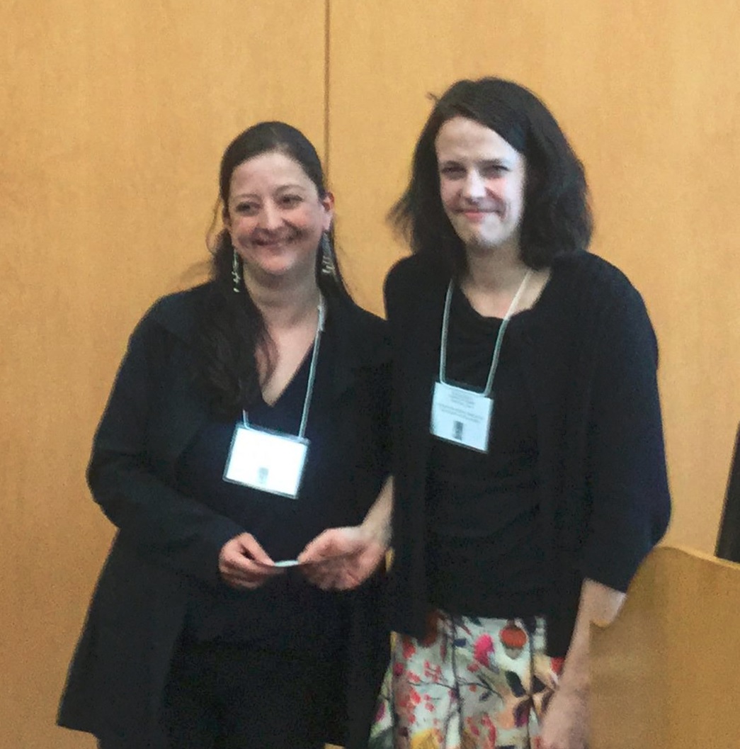 Adriana Rincón, doctoral student in global governance and human security at the University of Massachusetts Boston, receives a Turner Travel Grant award from MACLAS President Meghan McInnis-Domínguez.