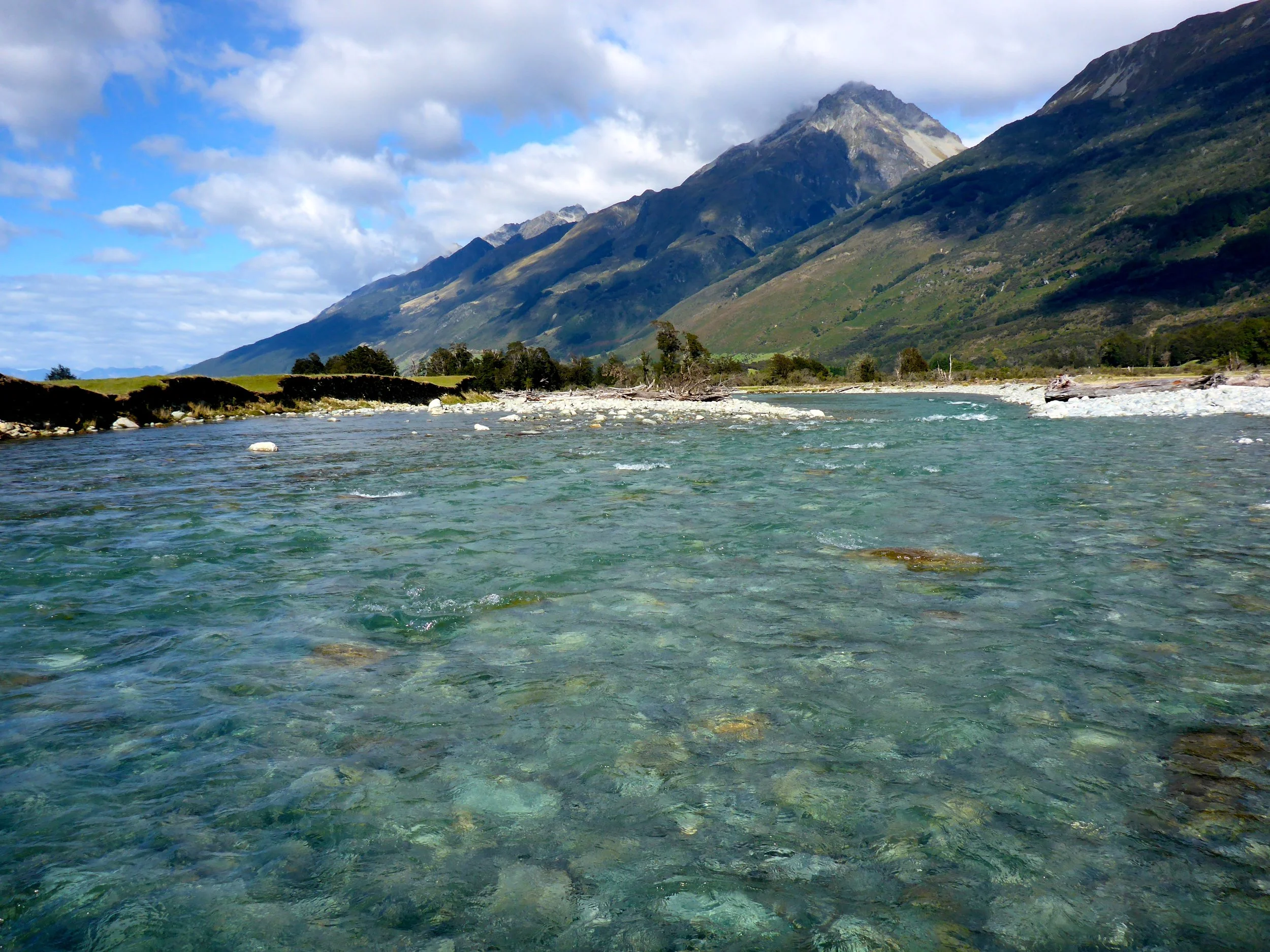 Hunting rainbows in clear water..