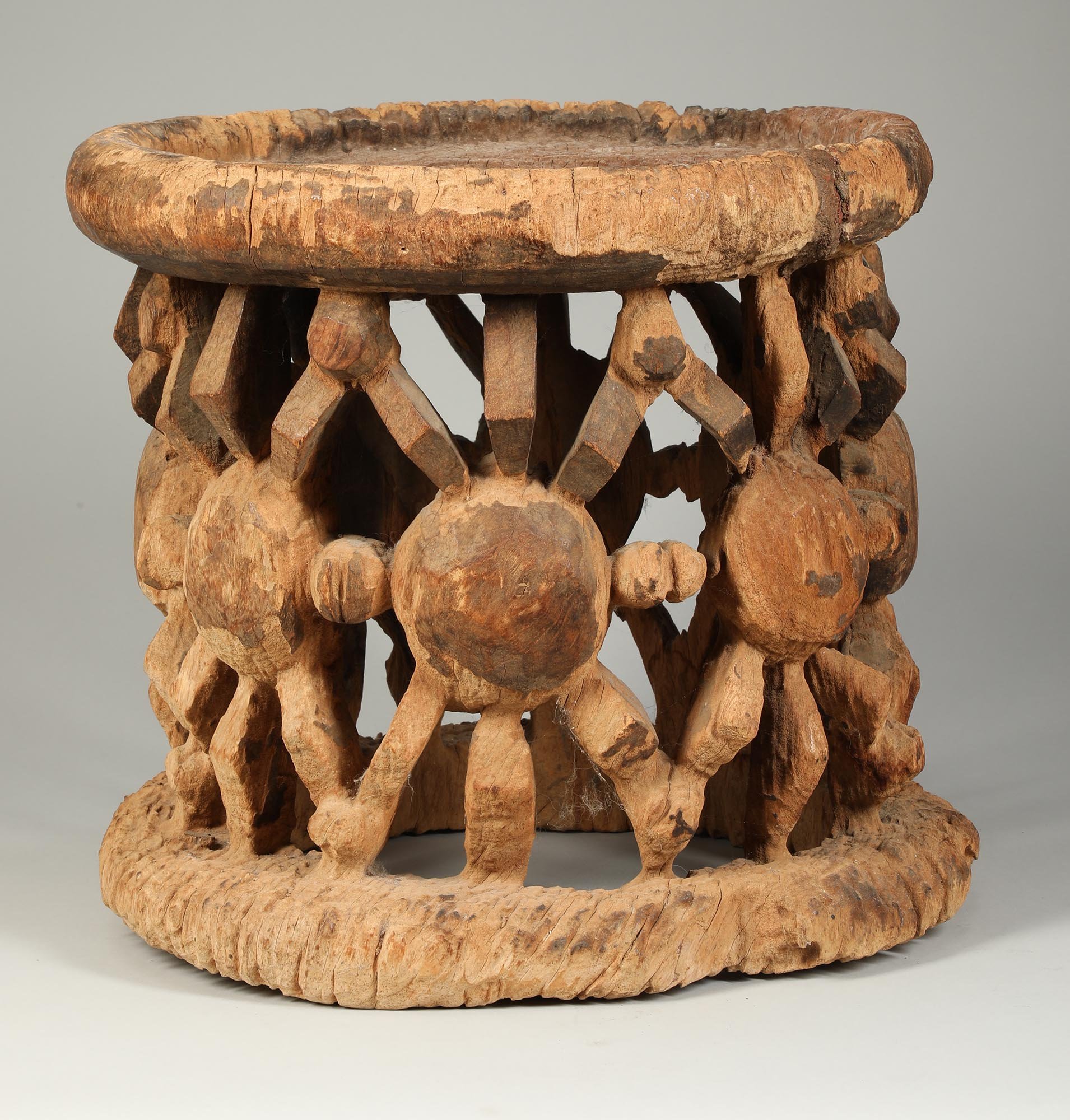 Early Cameroon Stool with Spiders