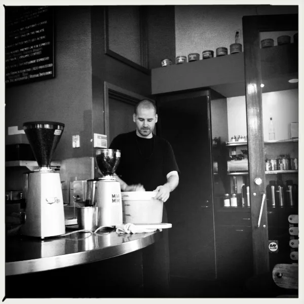 A barista at work in Cole Coffee in Oakland, California.