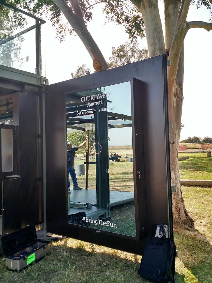 The SELFIE mirror we built for Courtyard by Marriott. This mirror was built into a traveling pod that hit up 11 different events around the country including ComicCon, PAX, and the NFL draft.