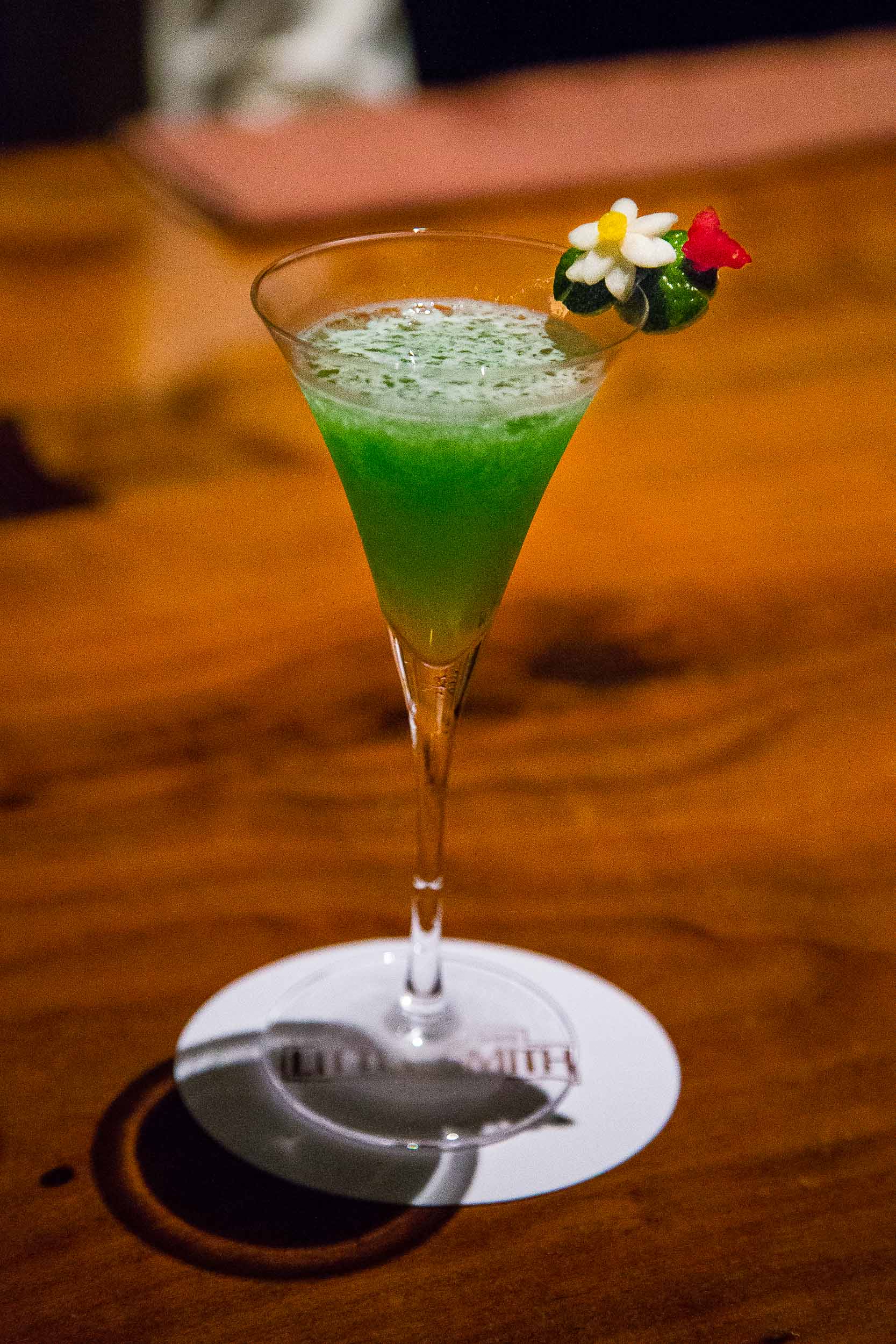 Matcha and yuzu cocktail, winner one year for best original cocktail in Japan