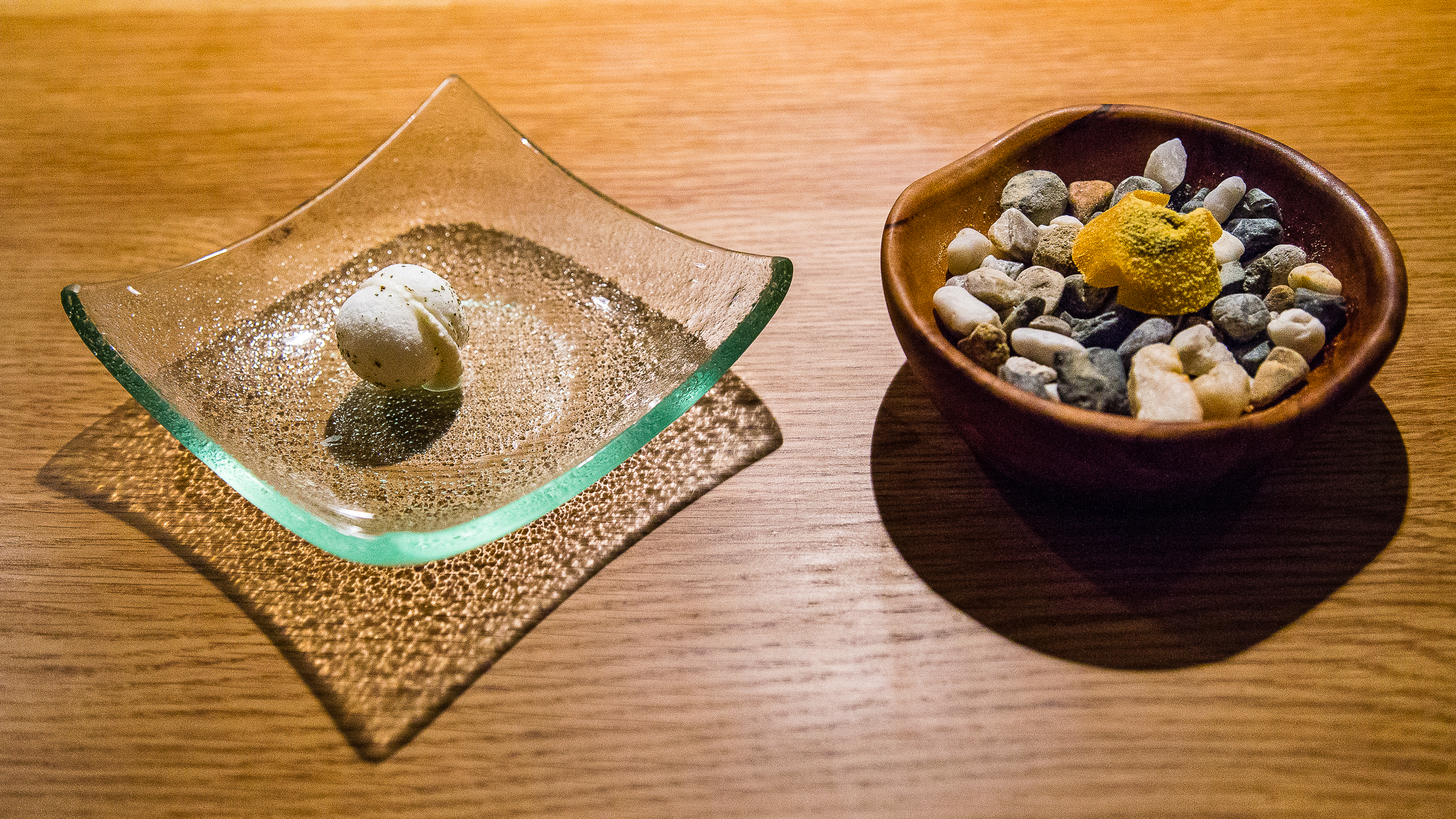 Black Pepper Meringue and Crisp Corn with Black Olive and Fennel