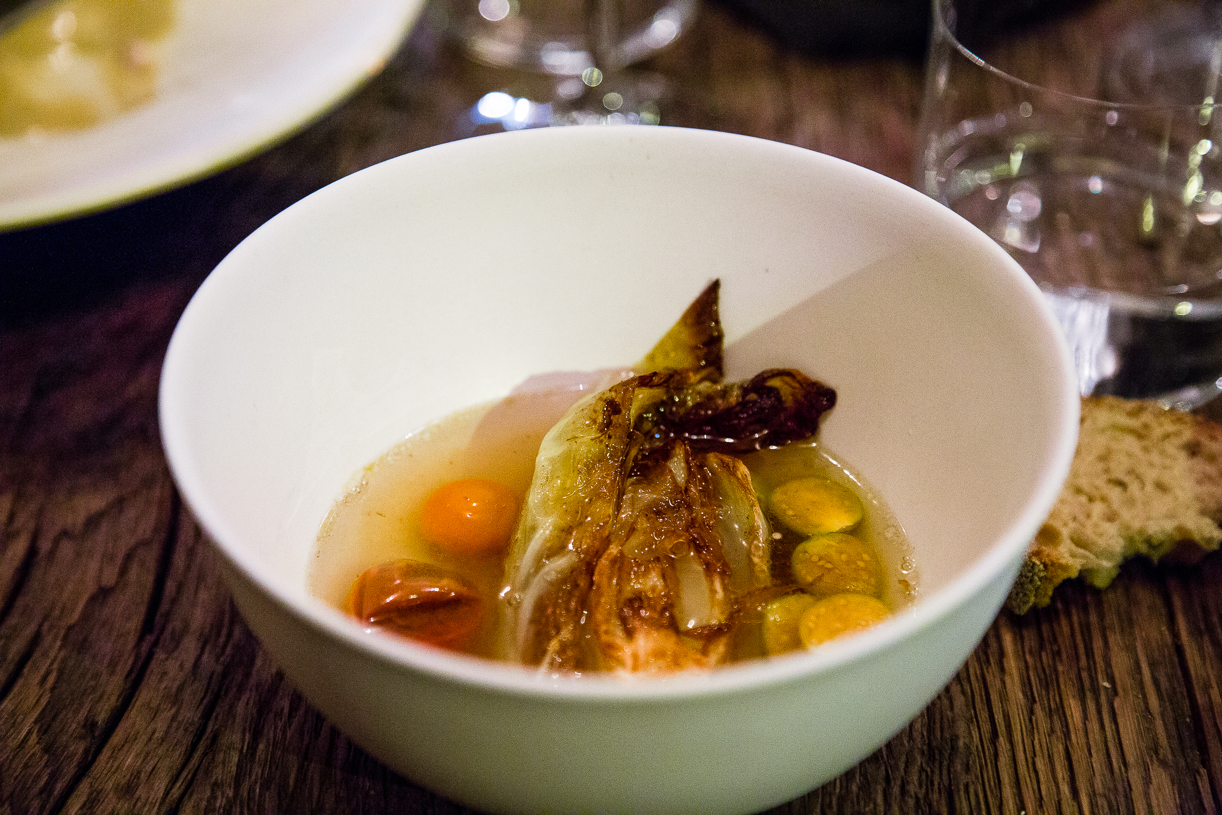 Grilled Cabbage with Tomato Consommé