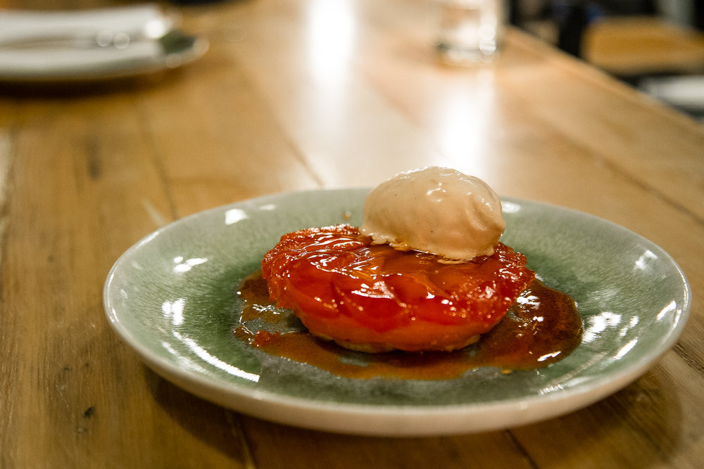  Quince and Rhubarb(?) Tart with Bourbon Brown Butter Ice Cream 