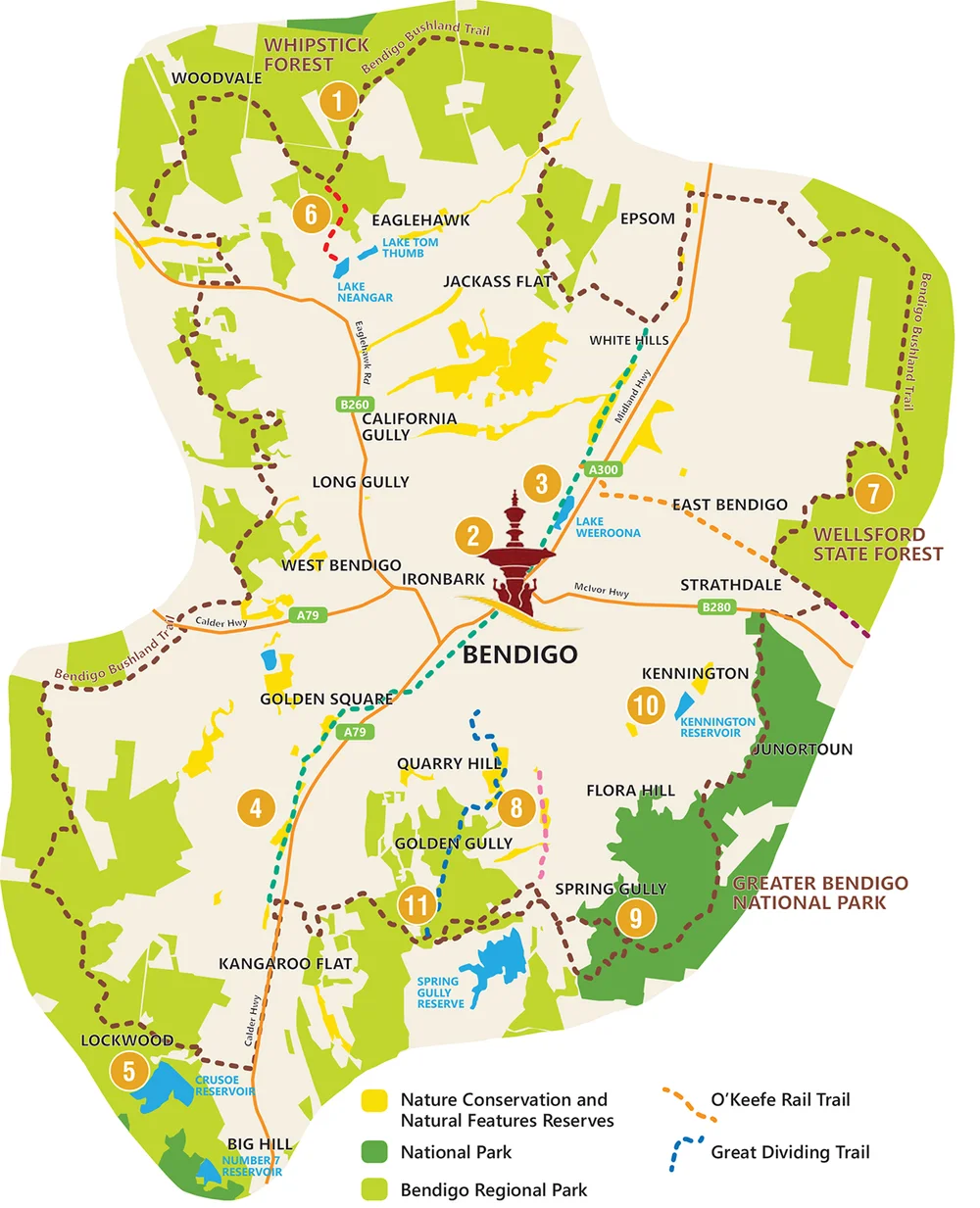 Map Of Bendigo Region Bendigo's Natural Treasures Map — Bendigo Nature