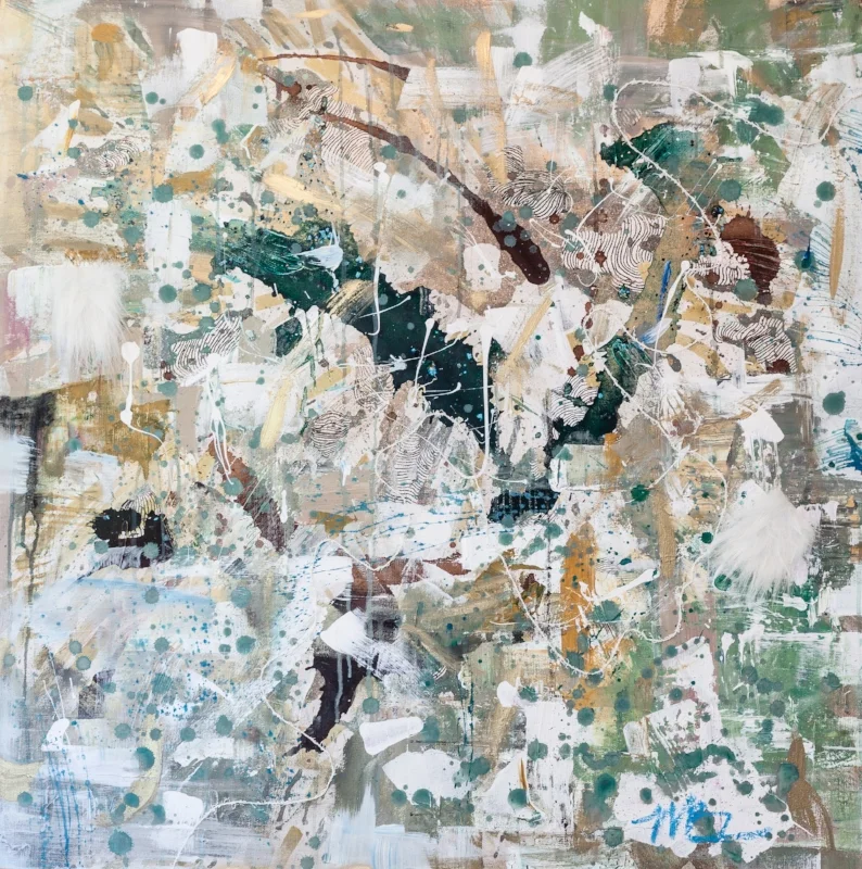 THE THREAD acrylic mixed media 36 x 36 SOLD
