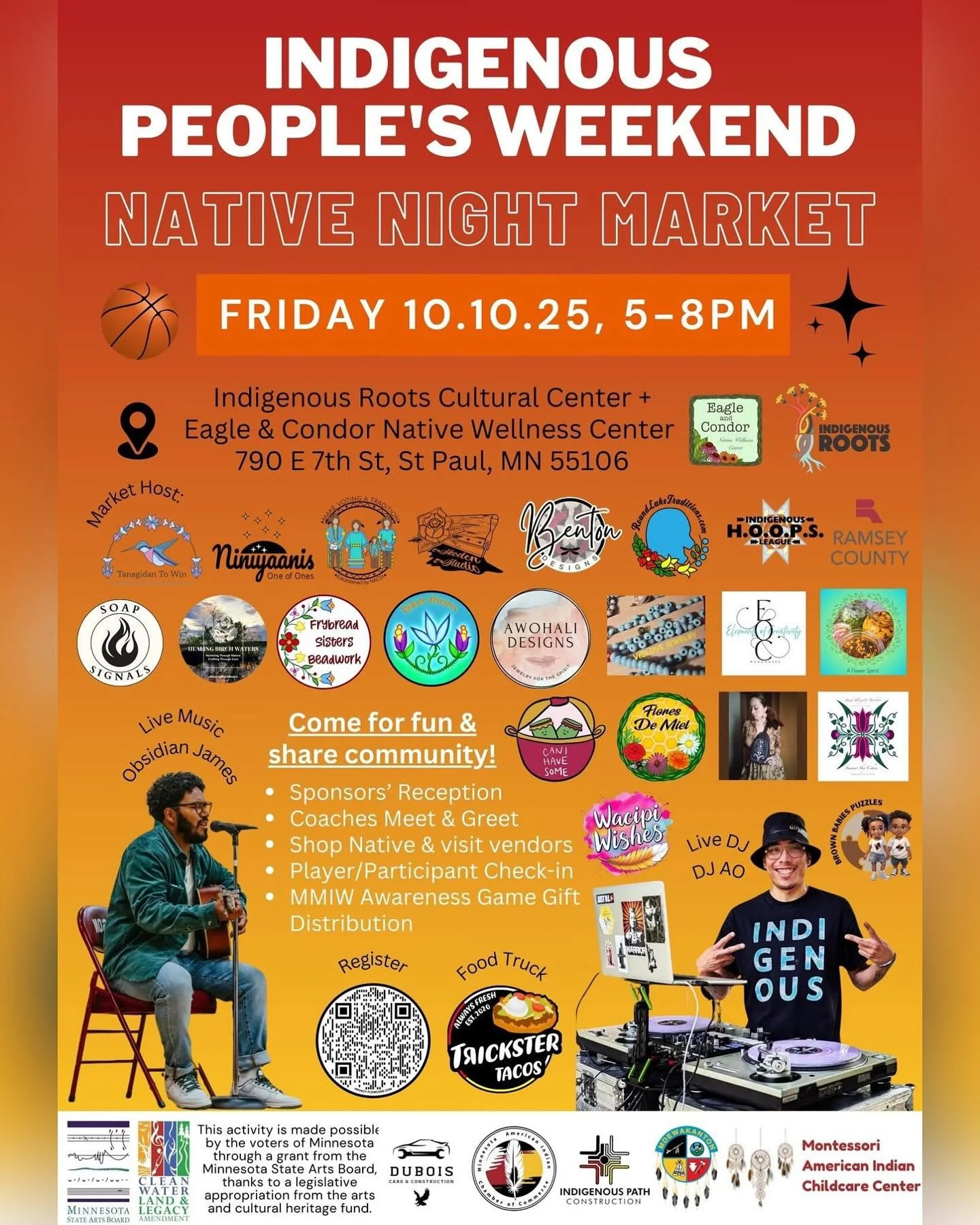 Kicking off Indigenous Peoples Weekend tonight at the Native Night Market from 5p to 8p!

Much gratitude to @niniijaanis1of1s for your hard work and dedication in creating space to lift up Indigenous relatives from all over Turtle Island! 

Honored a