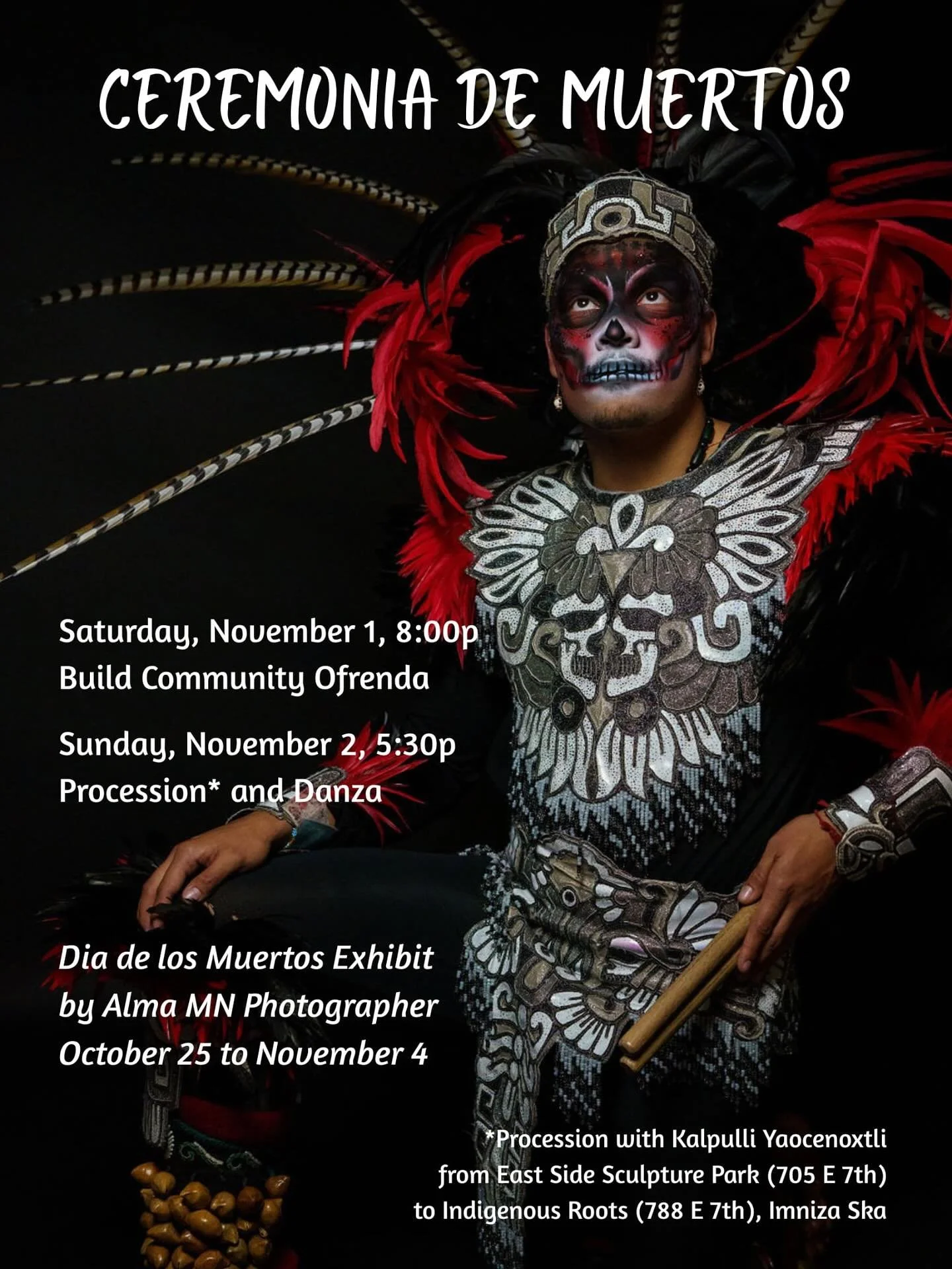 Honored and proud to collaborate with our amazing community partner and talented photographer @almamnphotographer for this beautiful series of Dia de Los Muertos photos of Kalpulli Yaocenoxtli members.

Here&rsquo;s a sneak peek that will be exhibite