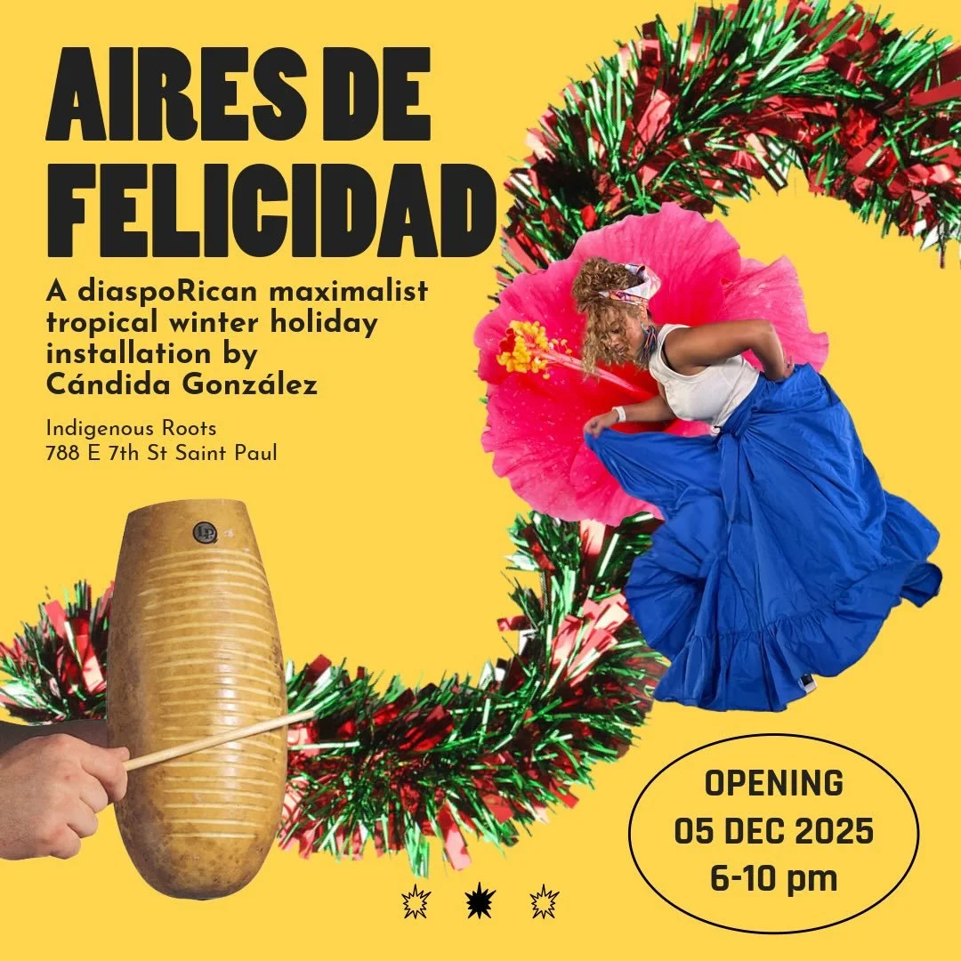 Warm up with us tonight with @candida612 for the exhibit opening reception of Aires de Felicidad from 6:00 pm to 10:00 pm. 

&ldquo;There will be sweet treats, coquito, and music from Dj La Nena. Sit in my family Christmas living room installation, c