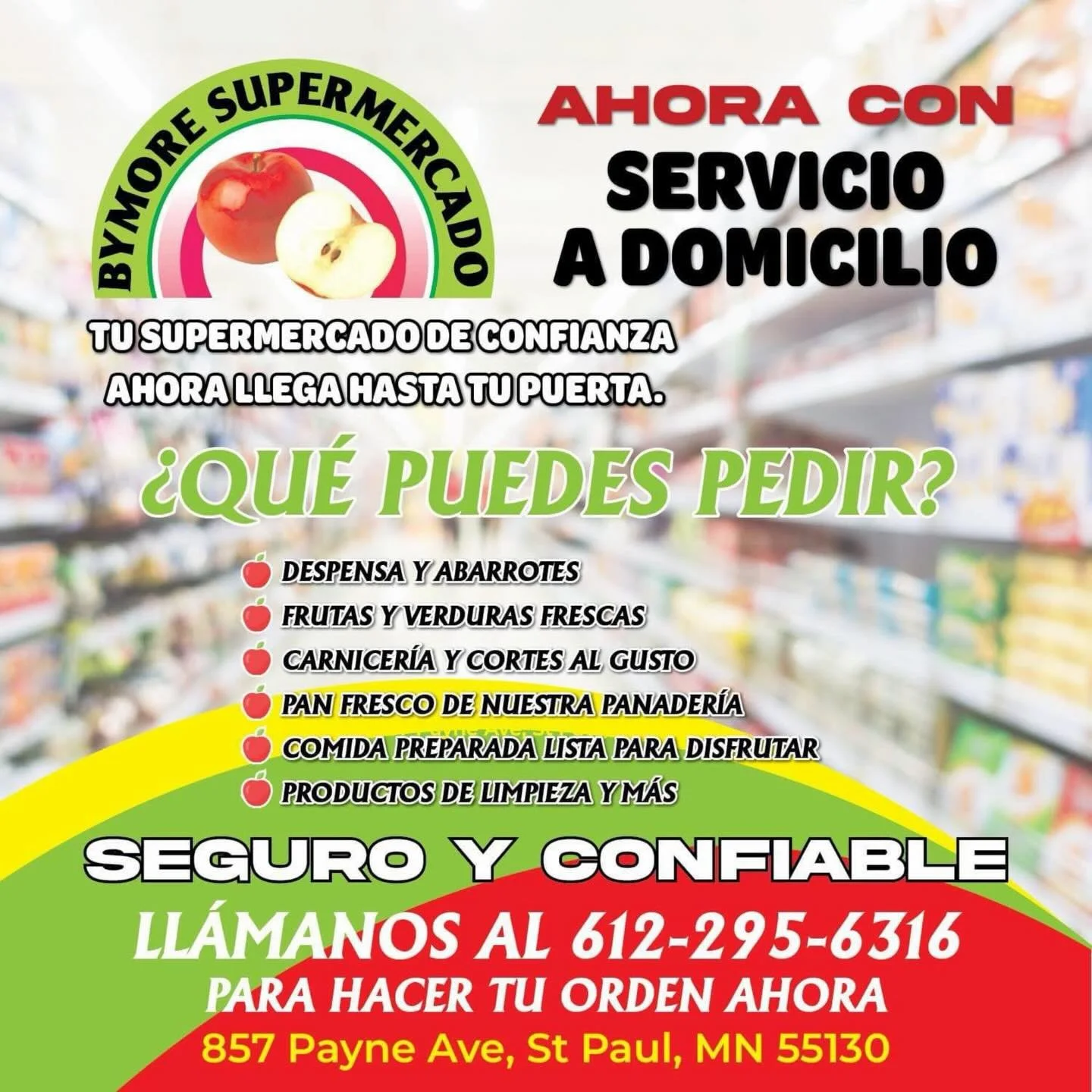 &iexcl;Servicio a domicilio! Gracias a Bymore Supermercado Supermercado Lomabonita #5 y El Quetzal Supermercado! 

Home delivery service available. Thank you to these East Side businesses for stepping up to keep our communities safe and their busines