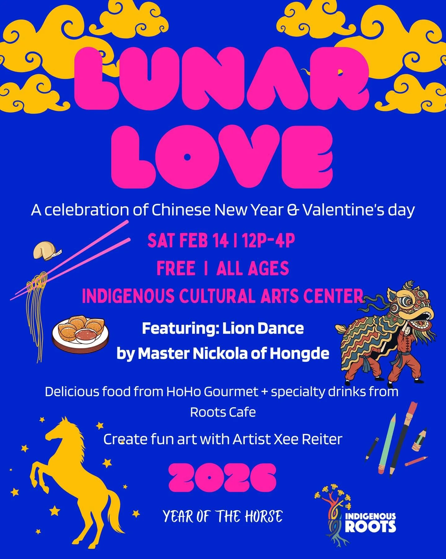 Who&rsquo;s ready to shed the Year of the Snake? 

Join us to prepare and celebrate in receiving the Year of the Fire Horse to melt the 🧊 and cold.

Saturday, February 14, from 12:00 pm to 4:00 pm at Indigenous Roots, we invite all our friends and r