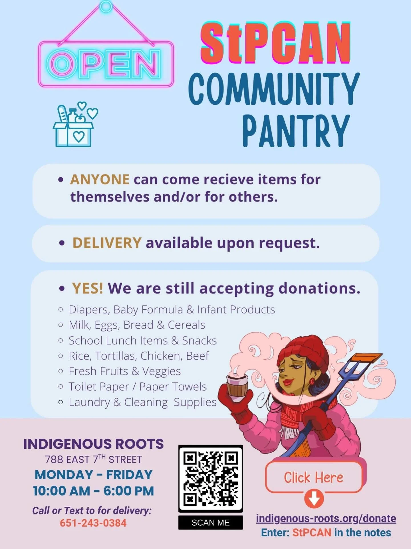Despite the 🧊surge decreasing, the needs of our neighbors and communities are steadily increasing. 

StPCAN &amp; MniCAN are going to keep the Community Pantry &amp; Closet in operation for a couple of more weeks as well as mutual aid support.

Pick
