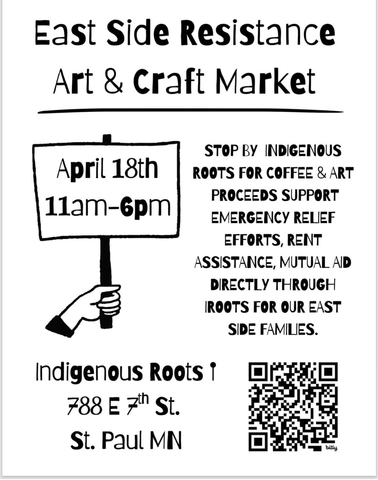Grateful to our beloved comrades and allies who are coming together to co-host a mutual aid art sale benefiting Indigenous Roots! It truly takes a village! See you this Saturday April 18 from 11a to 6p. 

Also our fave youth crew @roots._.cafe will b