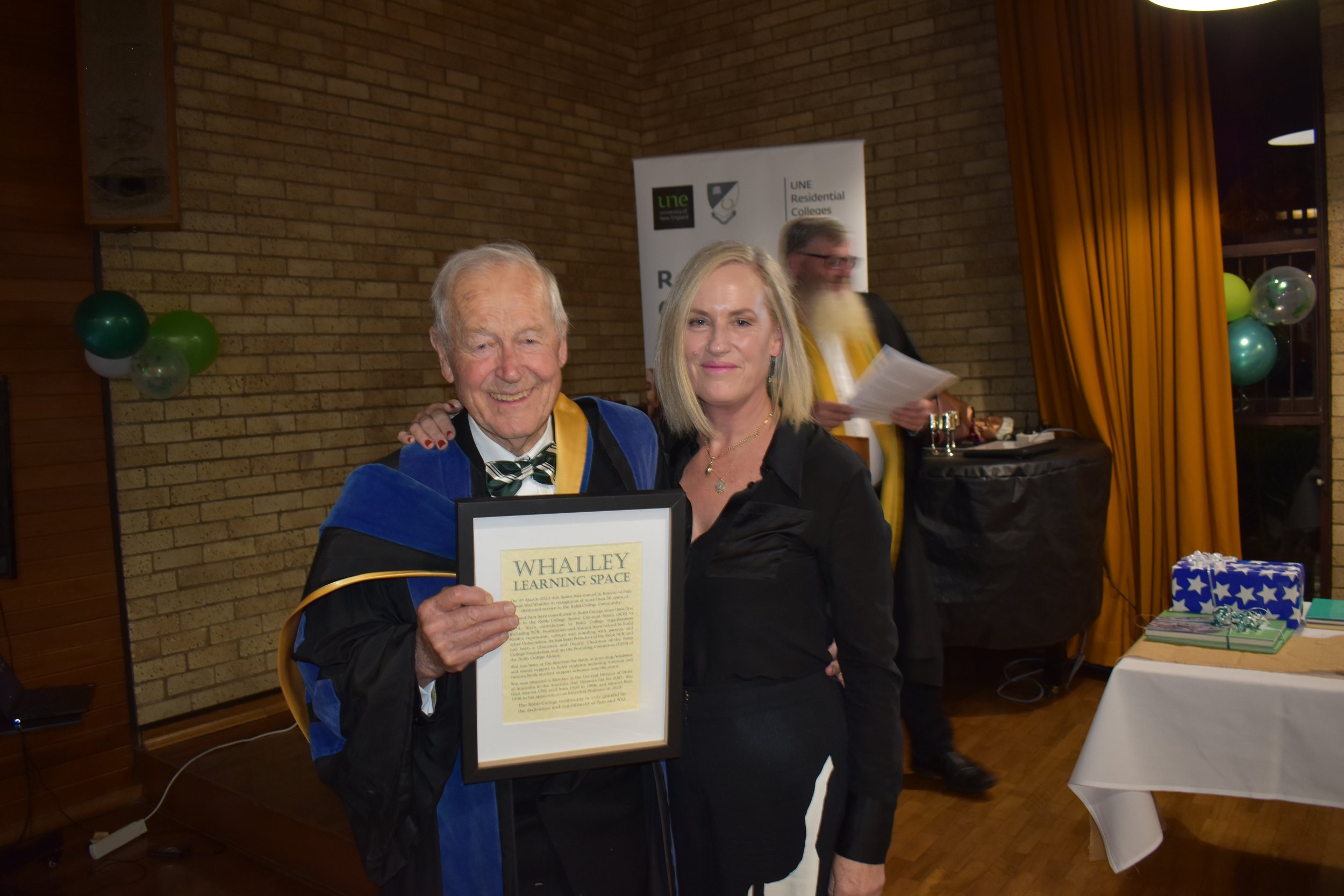 Emeritus Prof. Wal Whalley receives College award from SCR President, Kim McConville