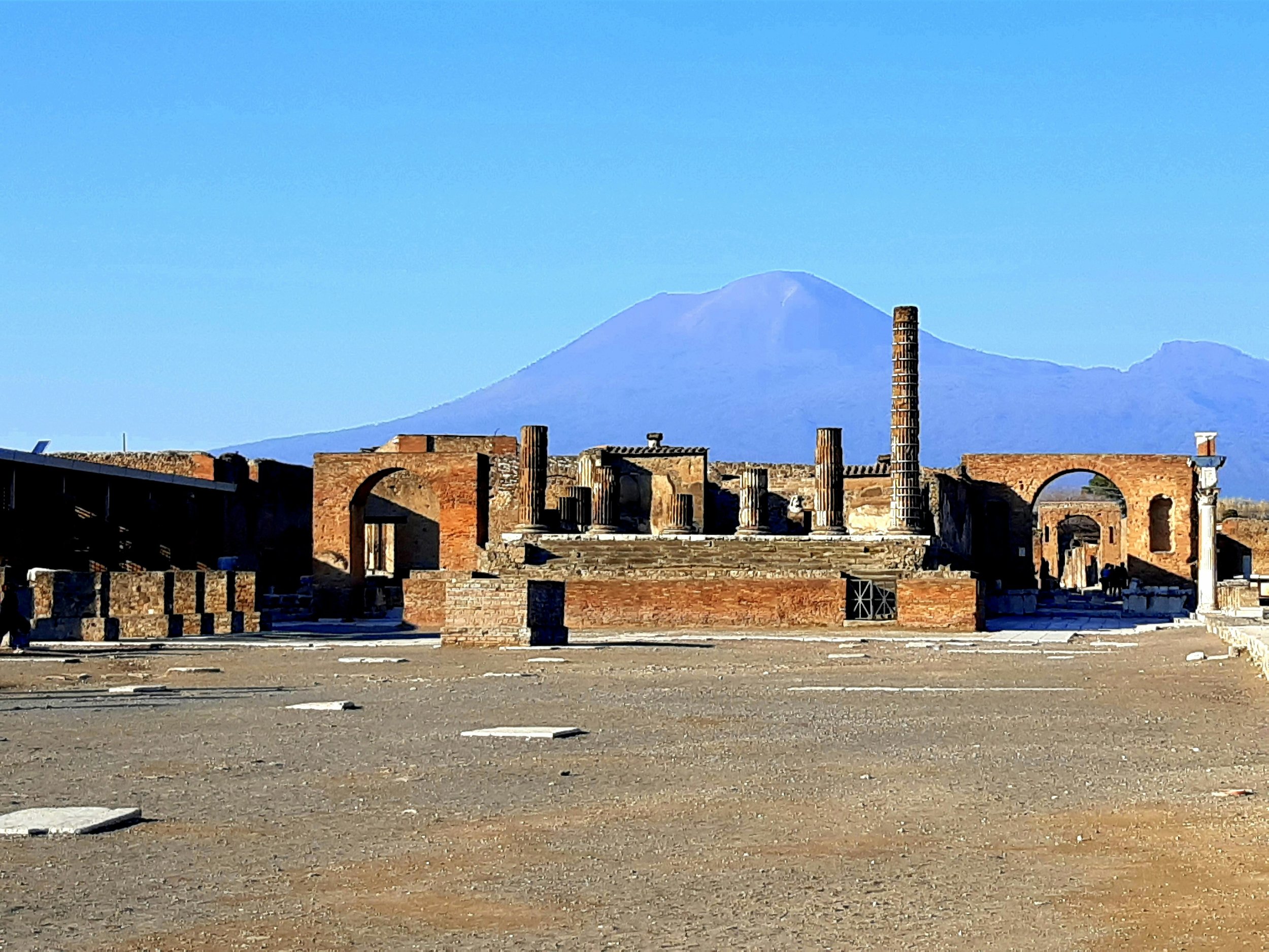 The Lost City of Pompeii, with Mount Vesuvius in the background