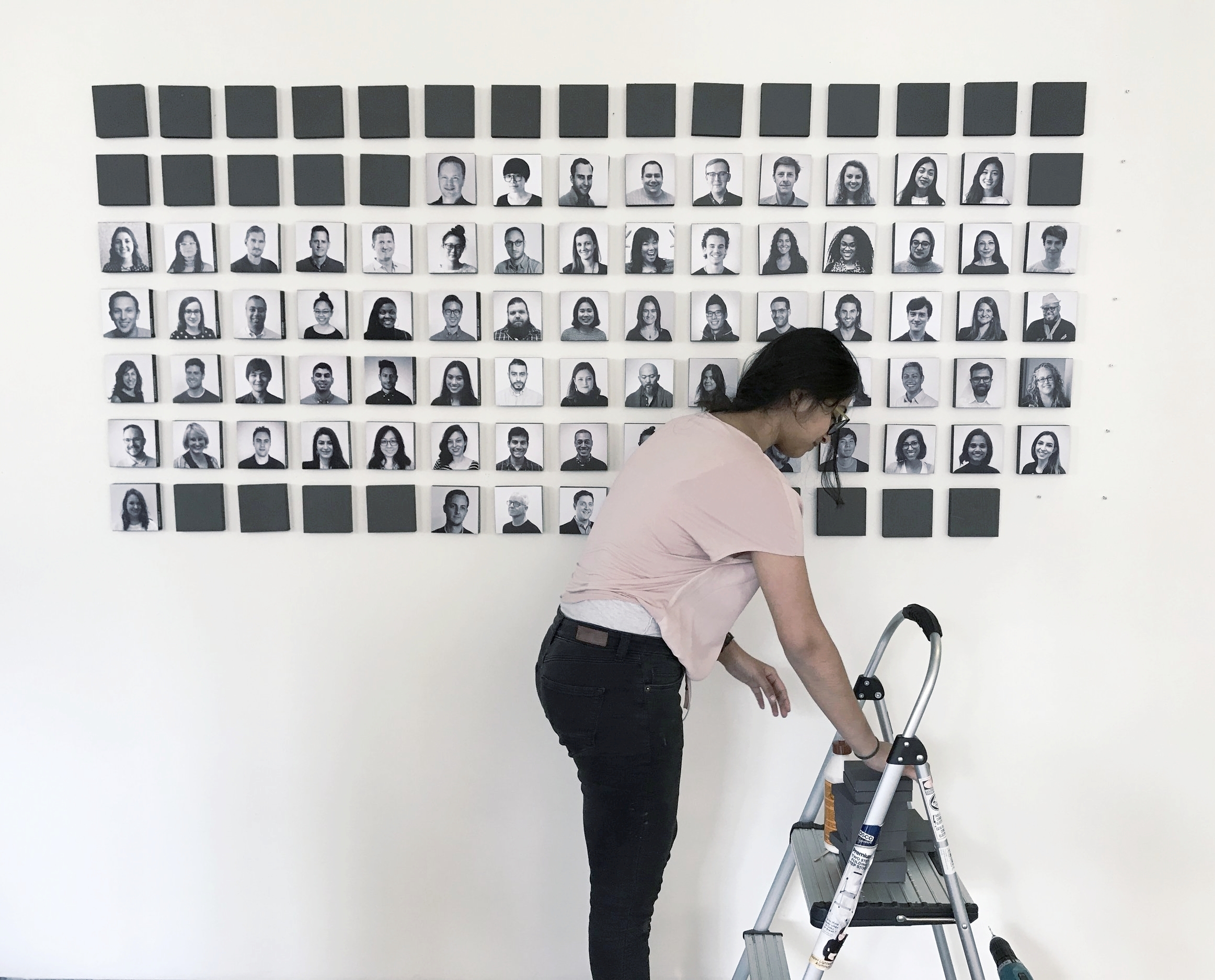 Midway through assembling - we debuted the new photo wall at our intern coffee time :)