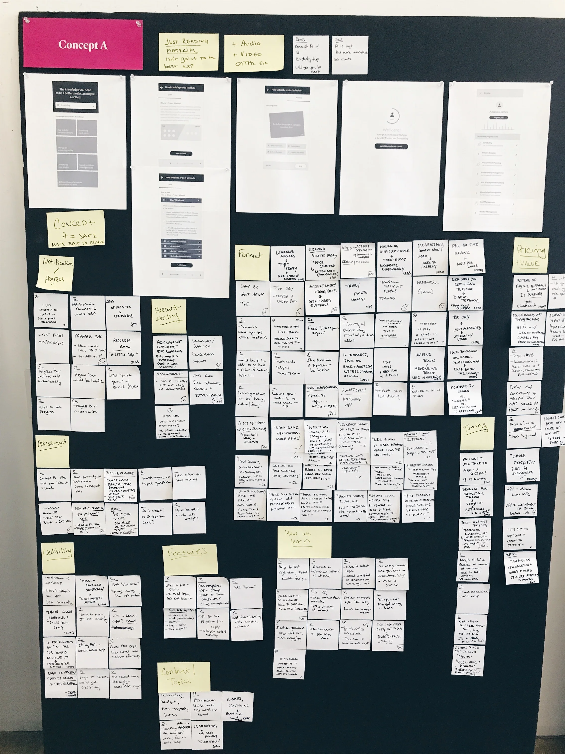 We ran two sets of user research studies with grocery shoppers across the U.S. and I worked on transcribing, capturing key insights, theme-ing ideas and developing a research de-brief deck to share with the client
