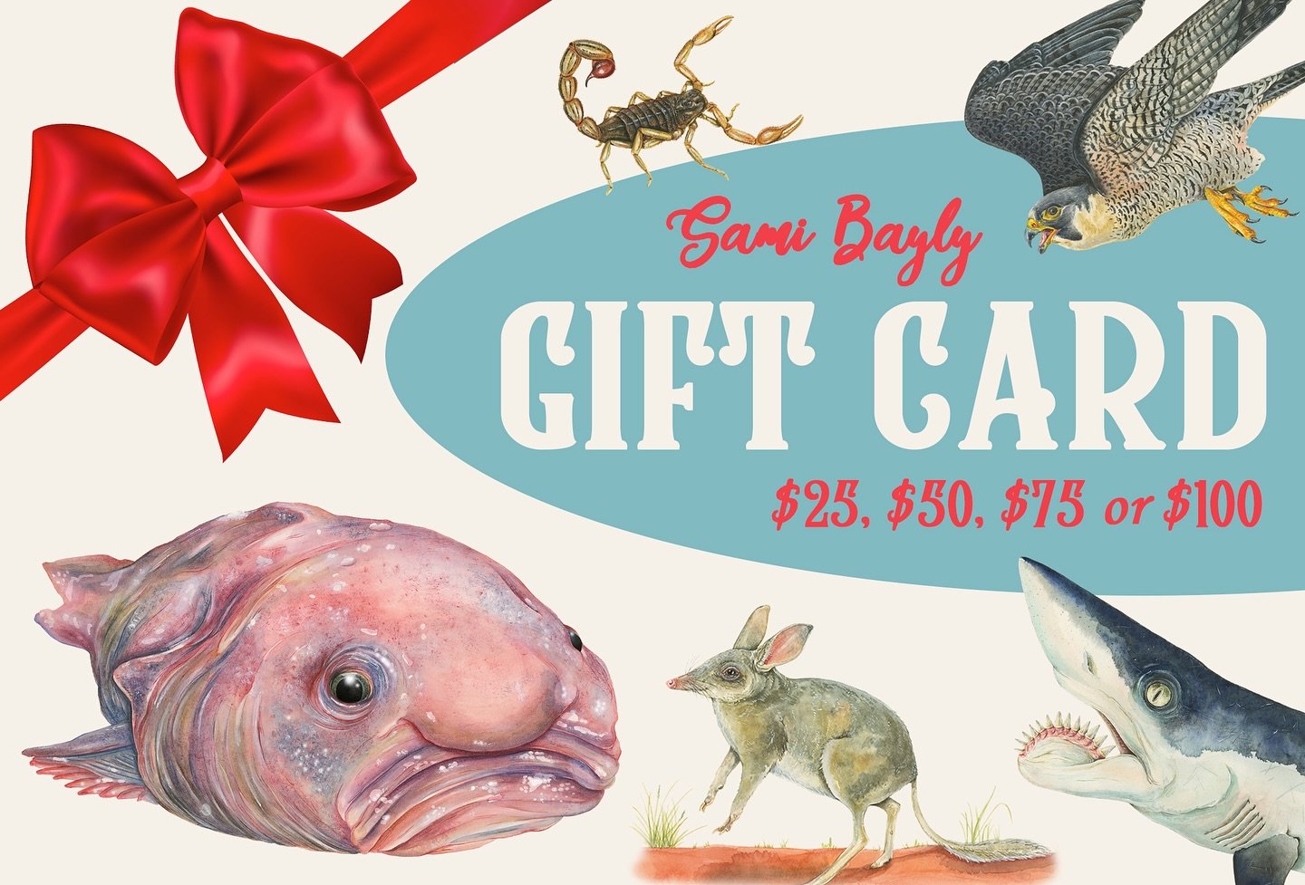 For anyone who is interested in purchasing something from my website this Christmas (or for any other gifting reasons), I now have gift cards available! 
Their amounts are $25, $50, $75 and $100. Plus, they never expire! ☺️

So if you have a person i