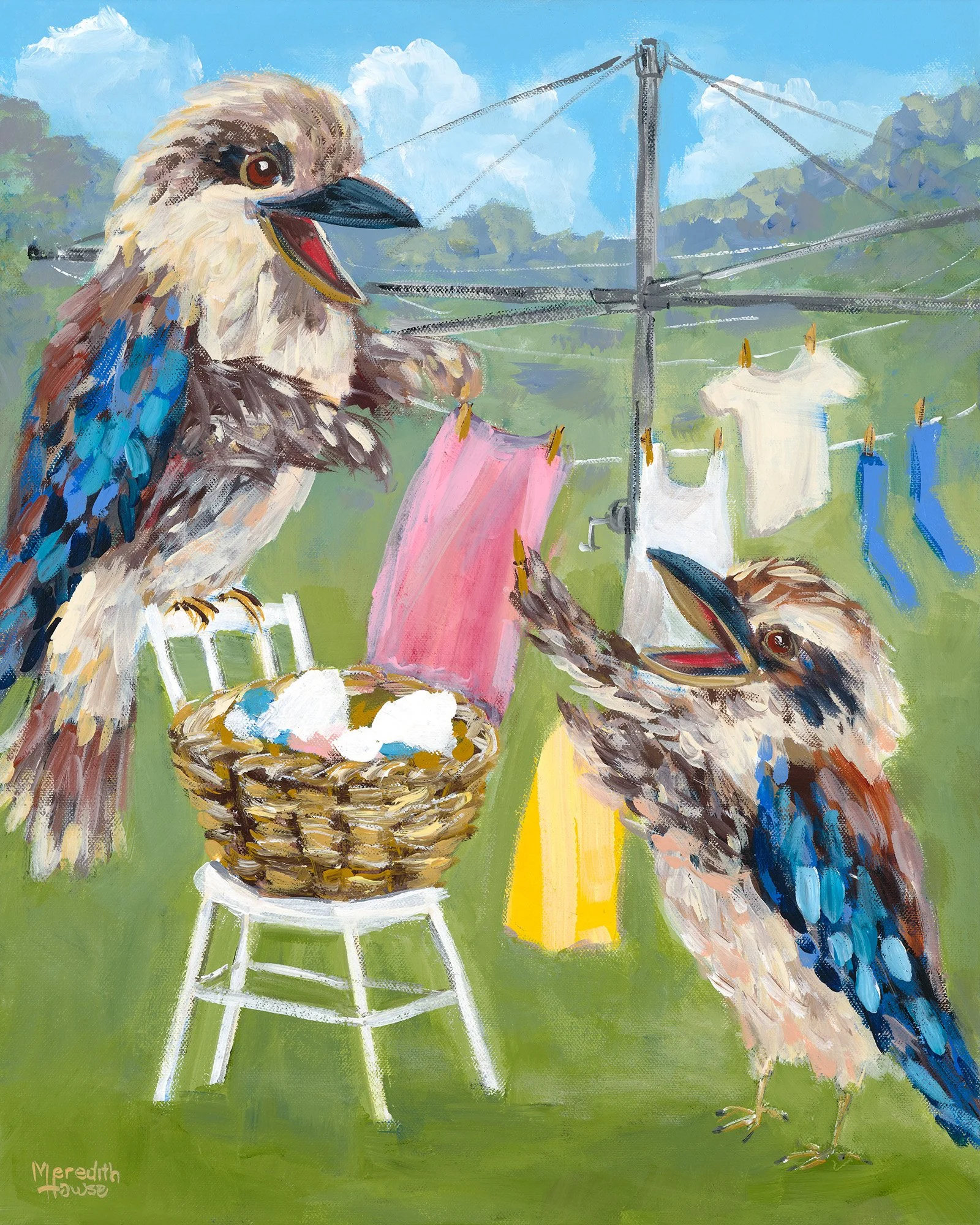 Kookaburra Clothesline - Print - 76.2(H) x 61(W)cm