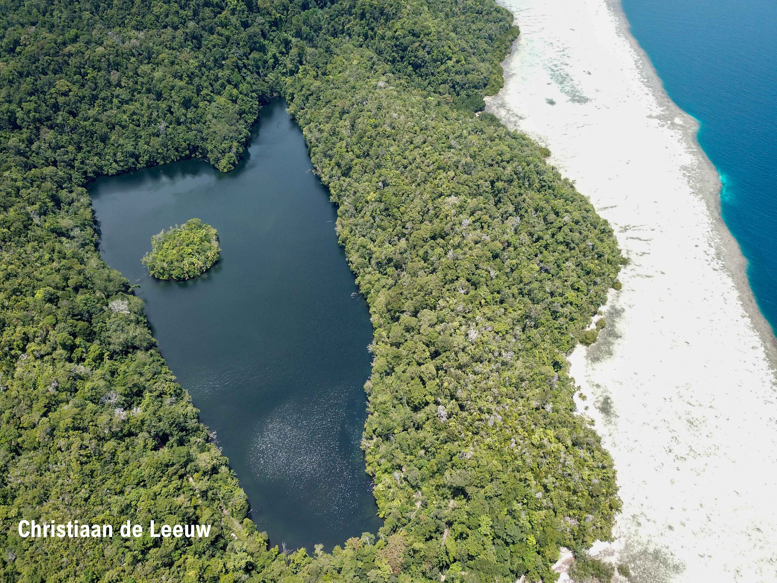 Aerial view of marine lake 