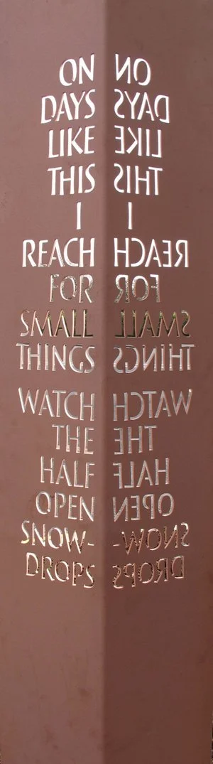 Sculpture by Andrew Whittle of Rosie Jackson's poem 'On Days Like This', 2011