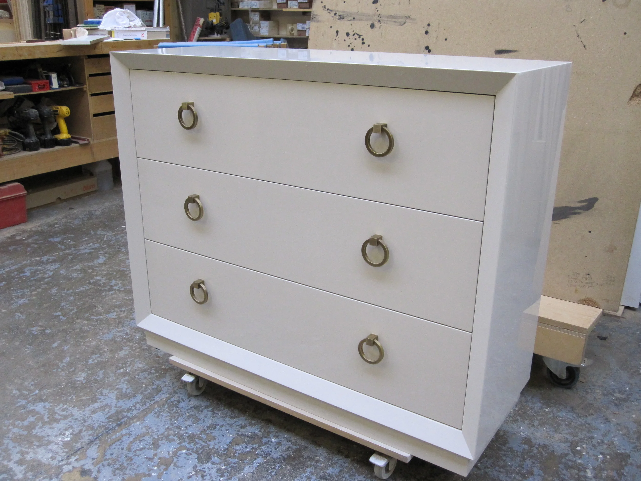 Gloss white lacquered dresser