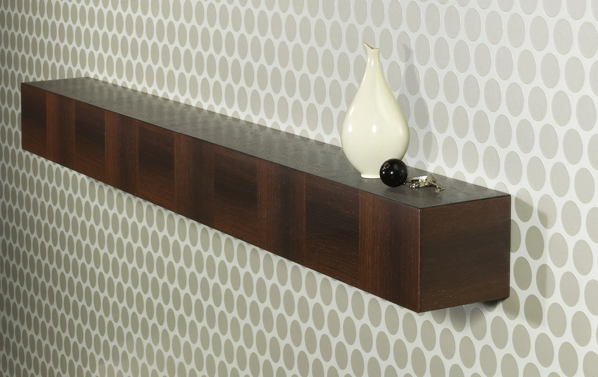 Bespoke wenge checkerboard pattern veneer—closedPrice on request for custom orders. Wallpaper: Abbott and Boyd.