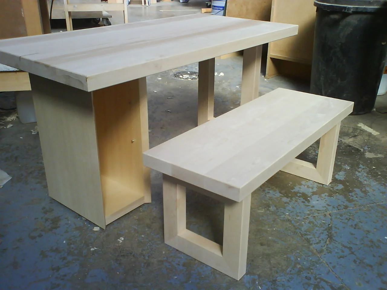 Solid maple desk and benchCommission for a private client.