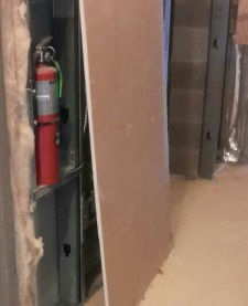 Blocked fire extinguisher