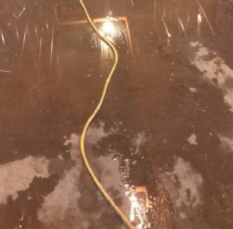 Extension cords in standing water