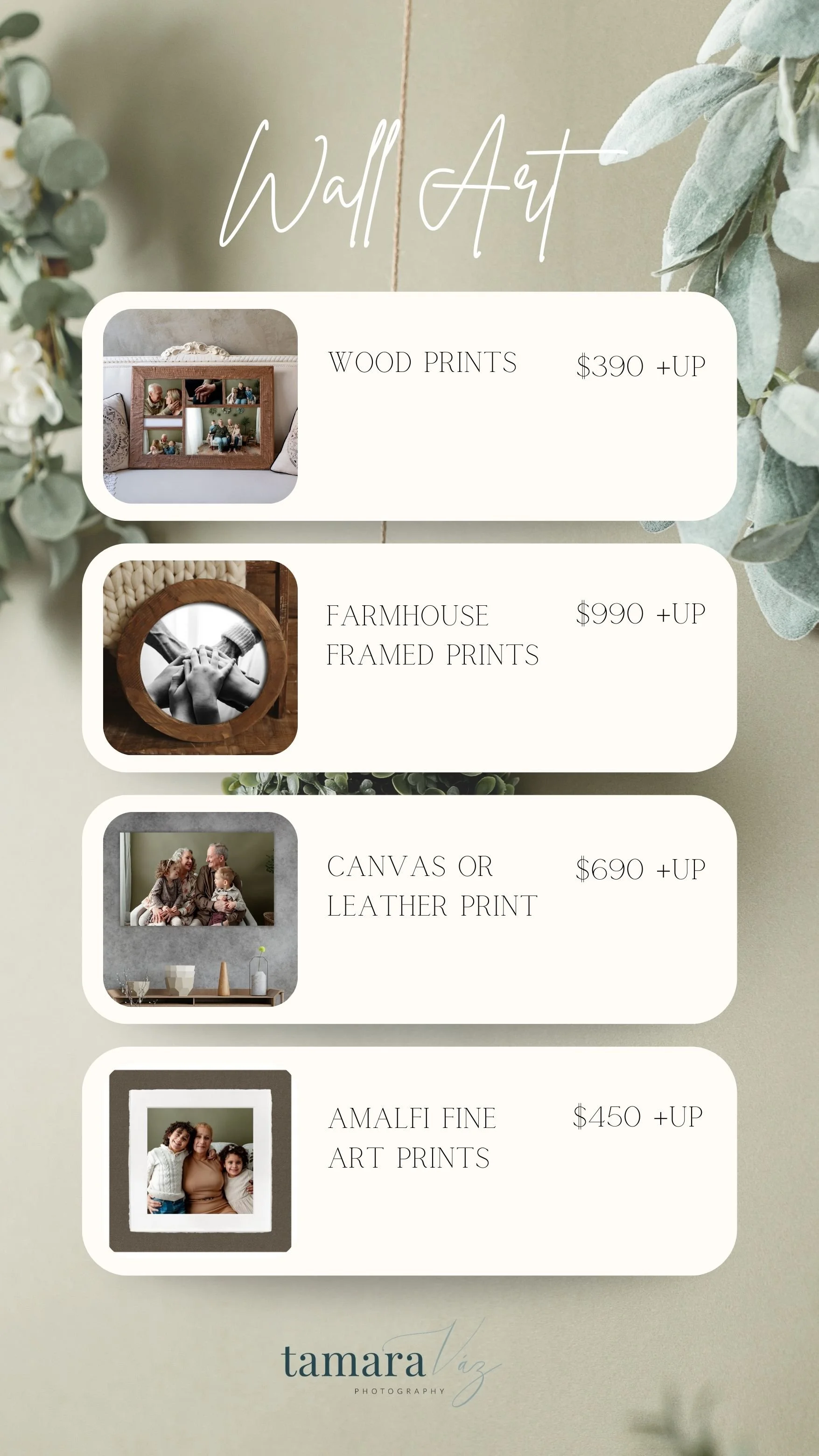 Grandparents Session Pricing Menu Lincoln Park NJ